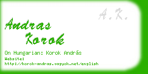 andras korok business card